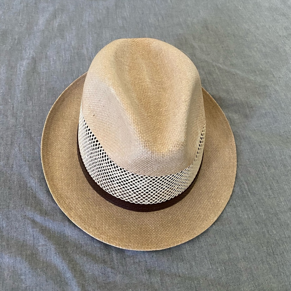 Stylish Tan Fedora Hat with Brown Band